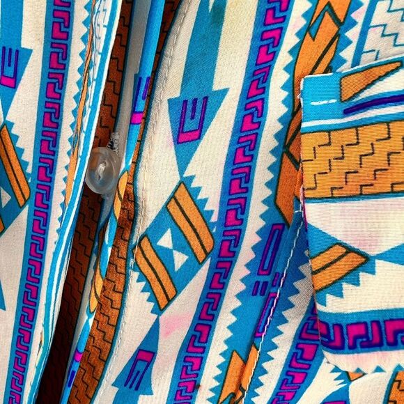 Amanda Uprichard Silk Southwestern Print Button Down Shirt Size S - Picture 9 of 11